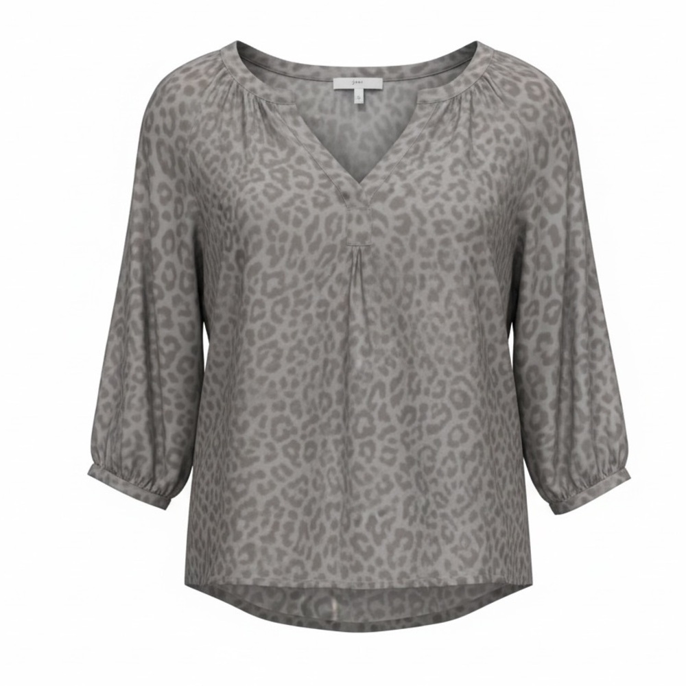 Joie grey leopard print silk blouse, small